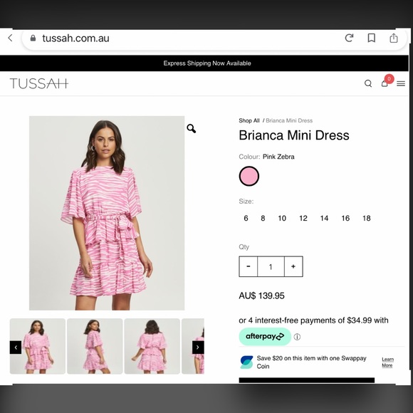 TUSSAH Brianca Mini Dress ‘Pink Roses’ AU 18 $50 💖 - Picture 2 of 15